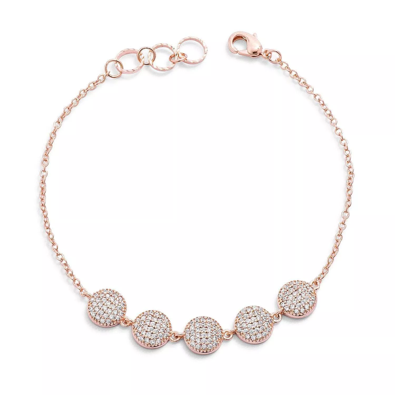 0.8ct CZ Rose Goldtone Pave Disc Bracelet