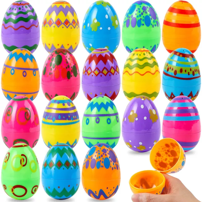 18PCS 3.15″ Printed Easter Eggs