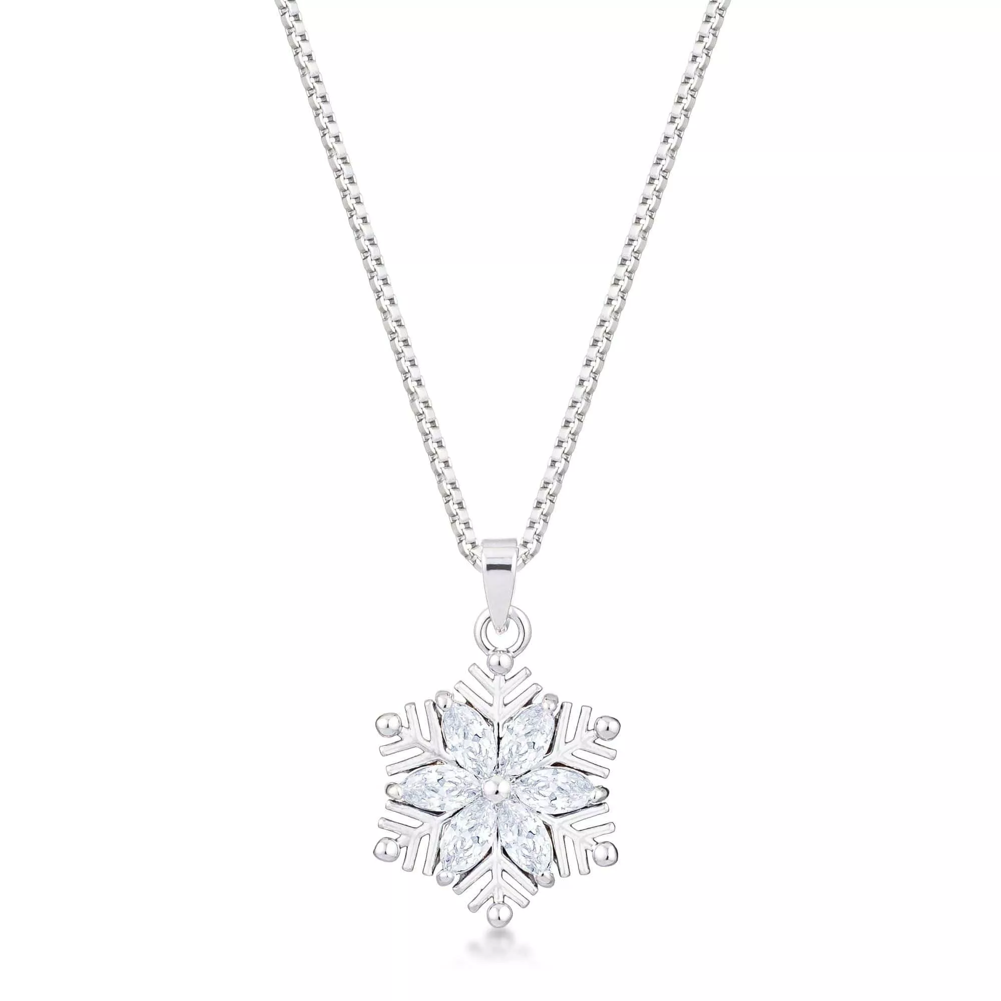 2.04Ct Rhodium Brilliant Marquise Snowflake Pendant