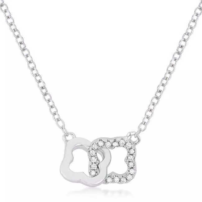 .21 Ct Rhodium Necklace with Floral Links