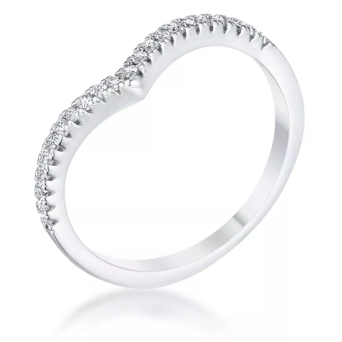 .22Ct Rhodium Chevron Ring with CZ