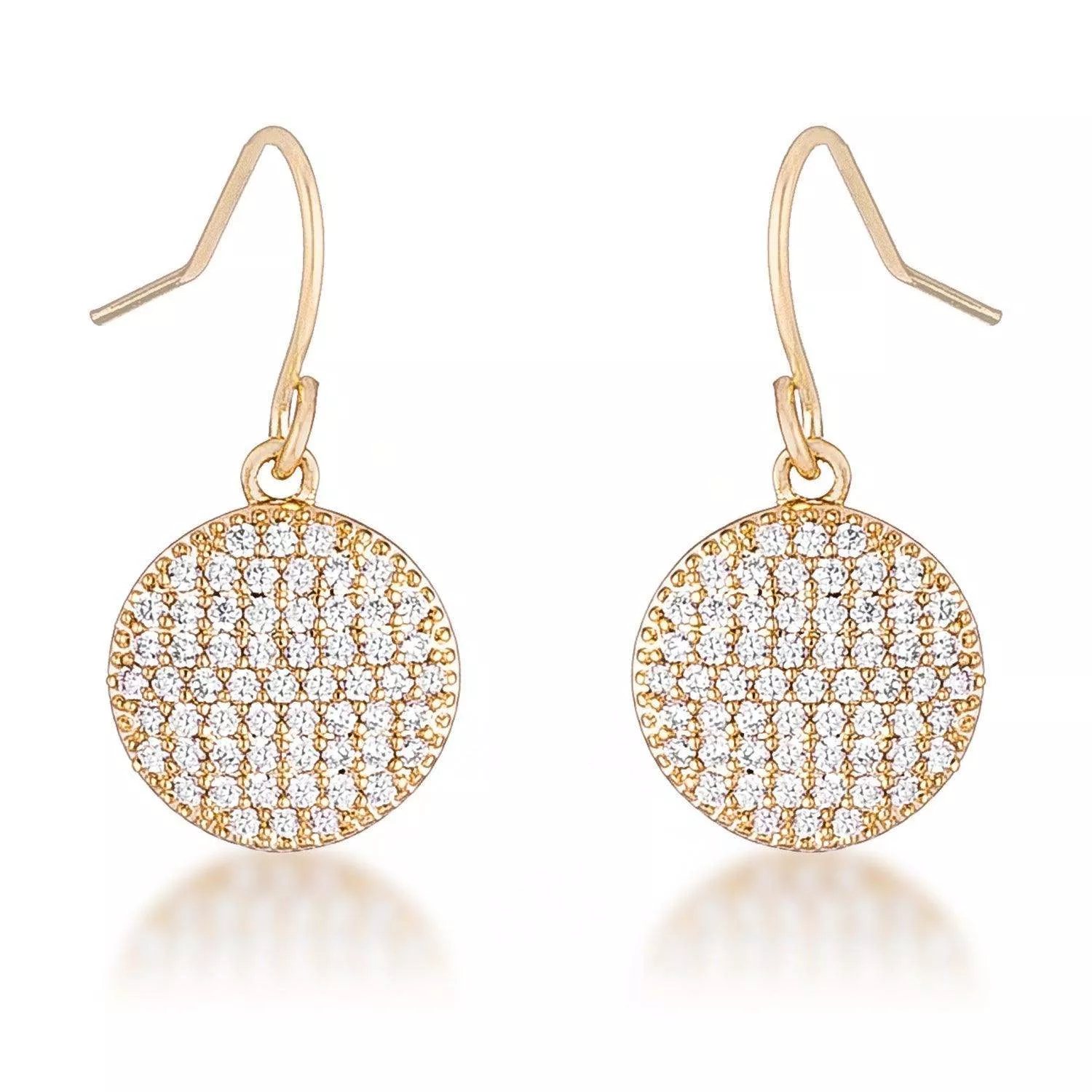 .6 Ct Elegant CZ Gold Plated Disk Earrings