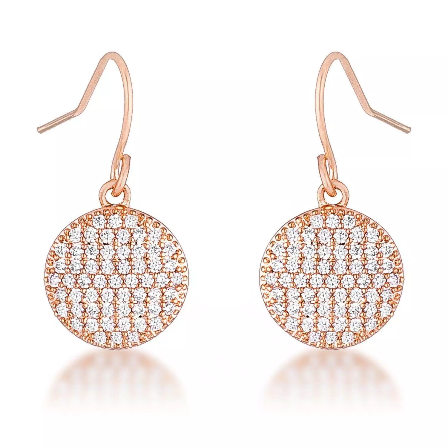 .6 Ct Elegant CZ Rose Gold Plated Disk Earrings