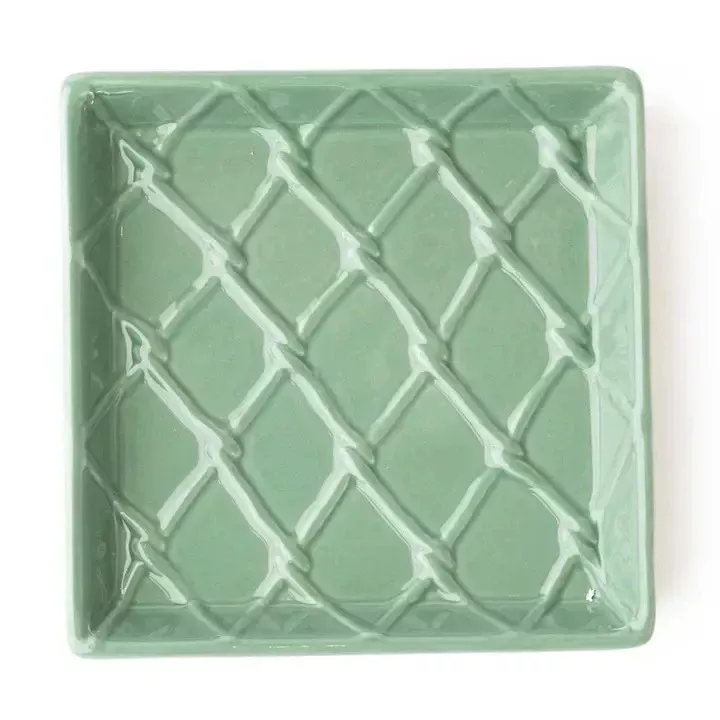 8 Oak Lane Green Textured Beverage Napkin Tray