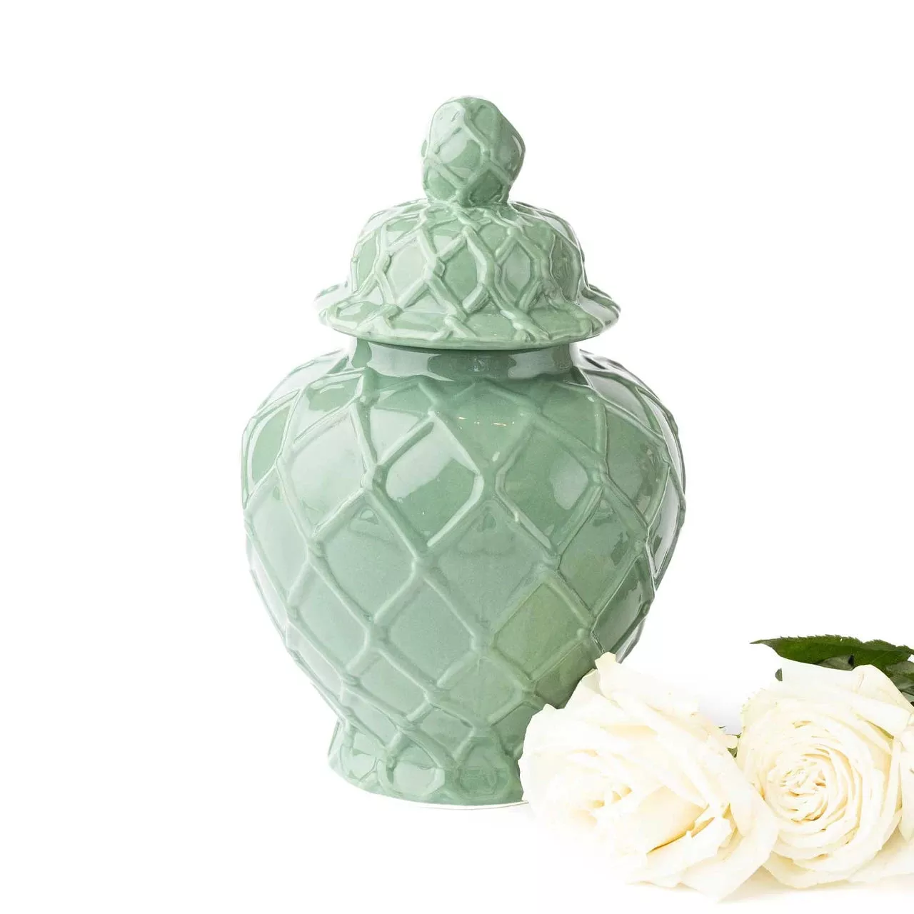 8 Oak Lane Green Textured Ginger Jar - Large