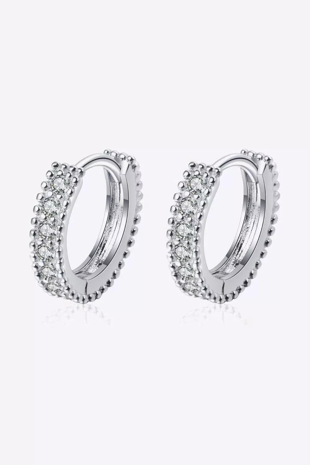 925 Sterling Silver Inlaid Moissanite Huggie Earrings