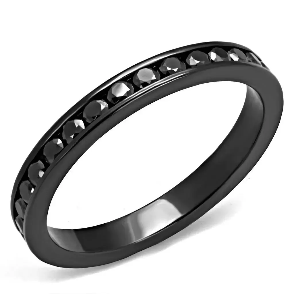 Alamode Black Brass Eternity Ring with Light Gray CZ – 3W1138