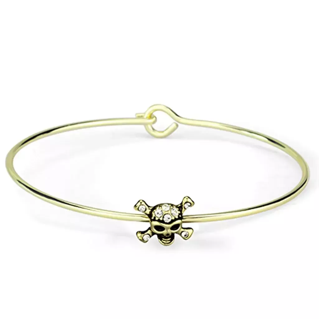 Alamode Flash Gold Brass Bangle with Top Grade Crystal in Clear