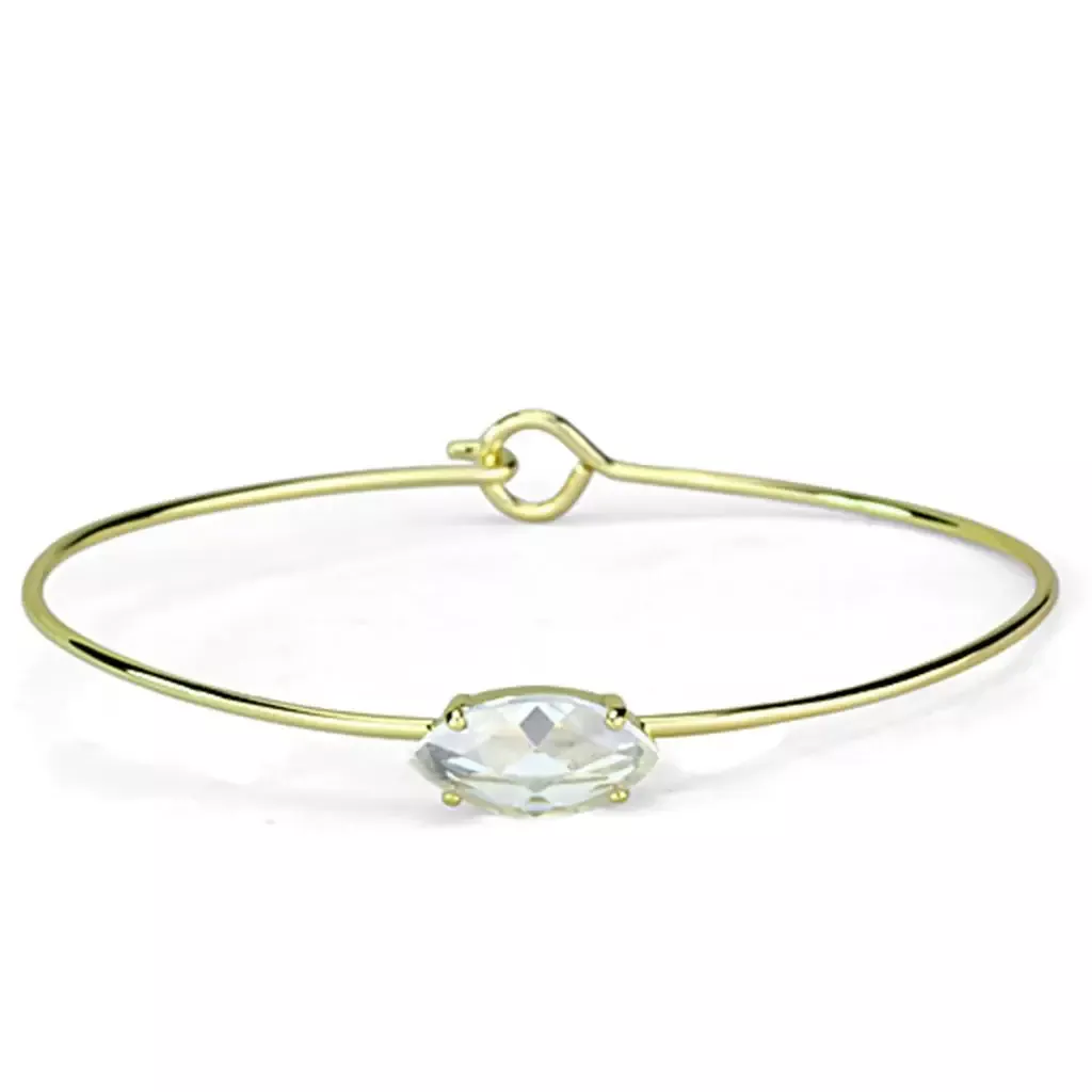 Alamode Gold Brass Bangle with AAA Grade CZ in Clear