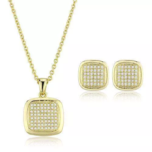 Alamode Gold Brass Jewelry Sets with AAA Grade CZ in Clear