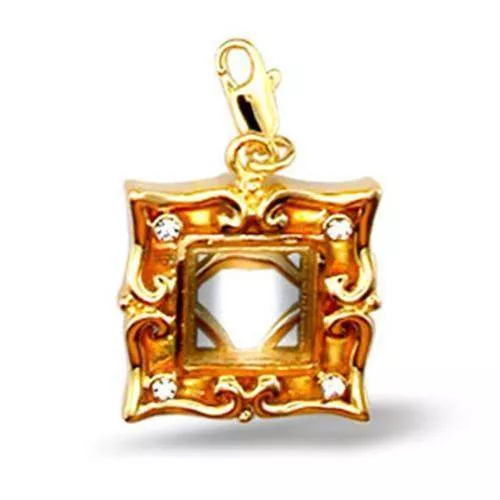 Alamode Gold Brass Pendant with Top Grade Crystal in Clear