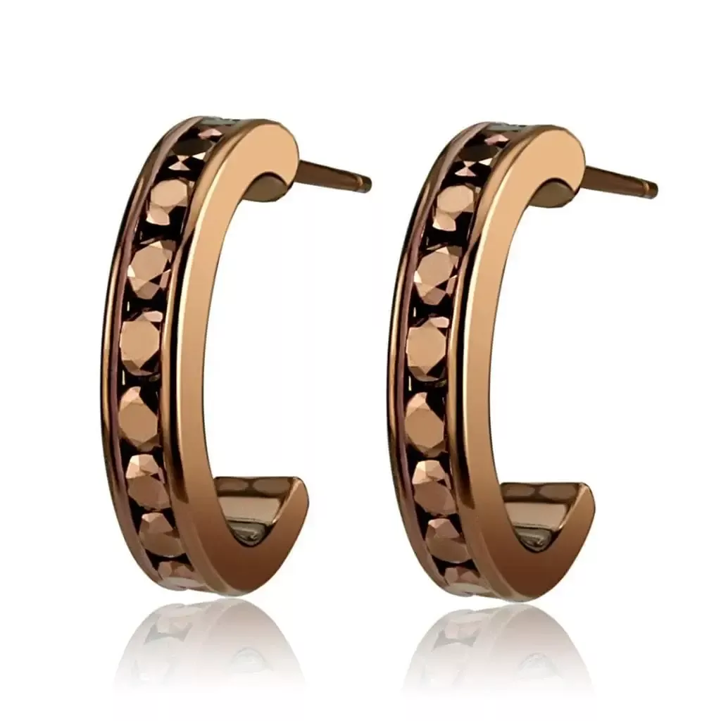 Alamode IP Coffee light Brass Earrings with Top Grade Crystal in Light Coffee