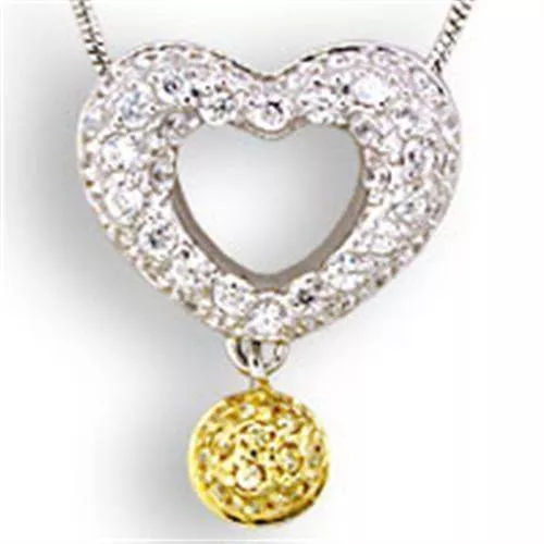 Alamode Reverse Two-Tone 925 Sterling Silver Pendant with AAA Grade CZ in Citrine