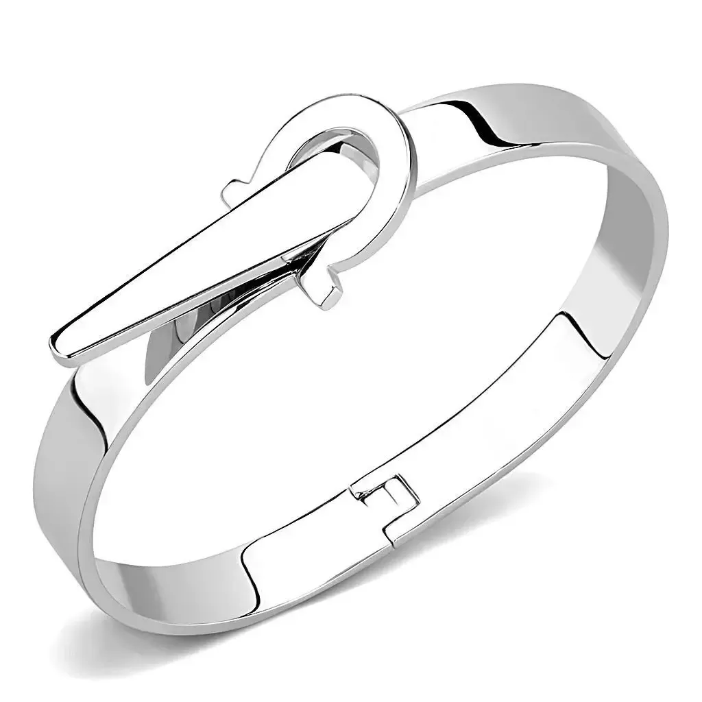 Alamode Rhodium Brass Bangle with No Stone