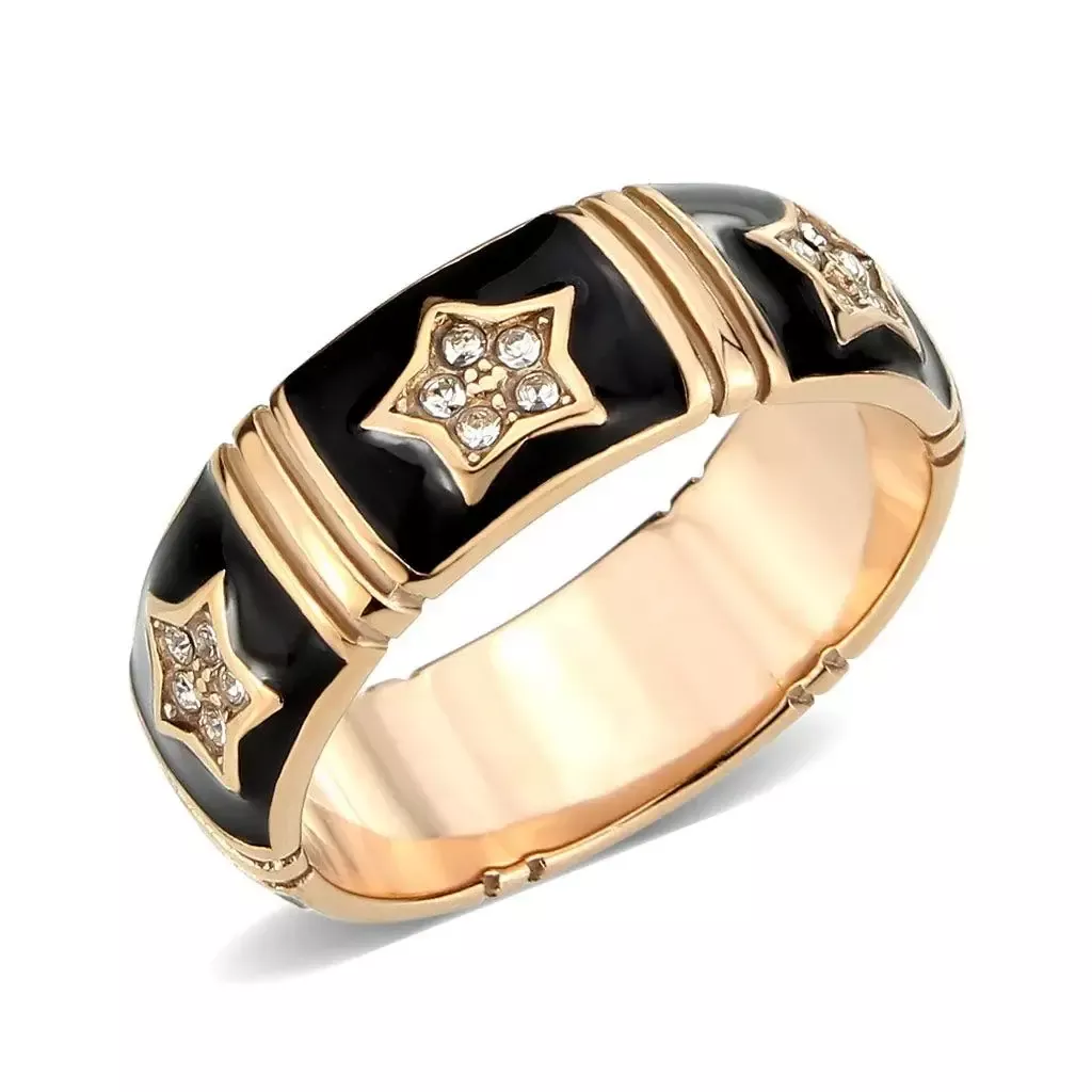 Alamode Rose Gold Stainless Steel Ring with Clear Crystal – TK3826