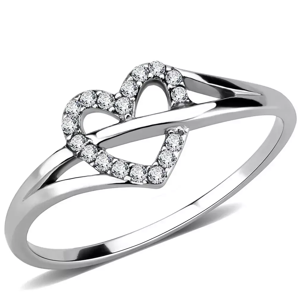 Alamode Stainless Steel Ring with Clear CZ - DA259