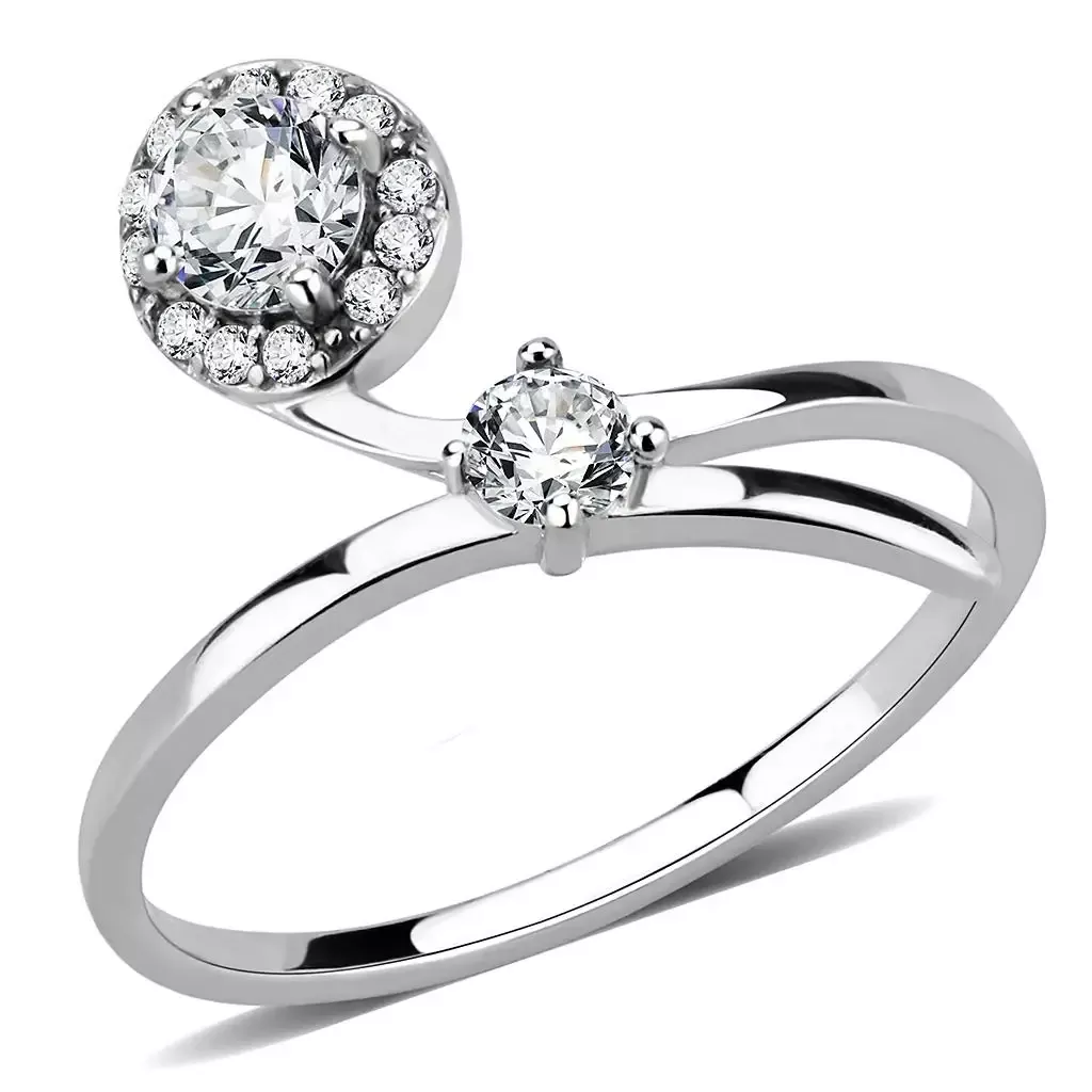 Alamode Stainless Steel Ring with Clear CZ - DA260