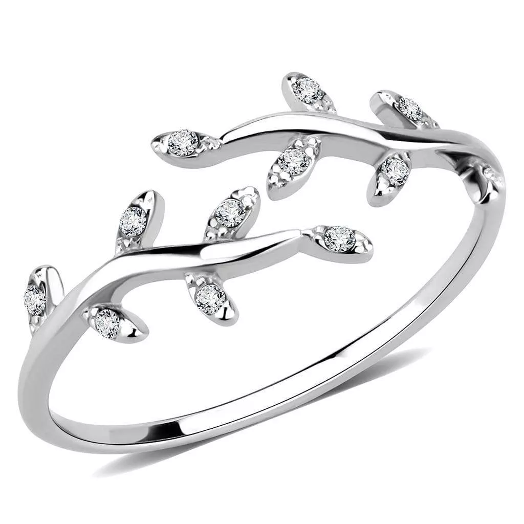 Alamode Stainless Steel Ring with Clear CZ - DA266