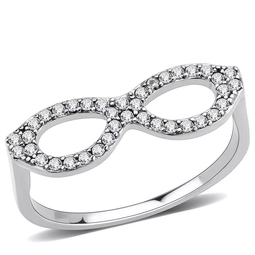 Alamode Stainless Steel Ring with Clear CZ - DA315