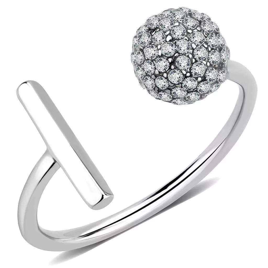 Alamode Stainless Steel Ring with Clear CZ - DA318