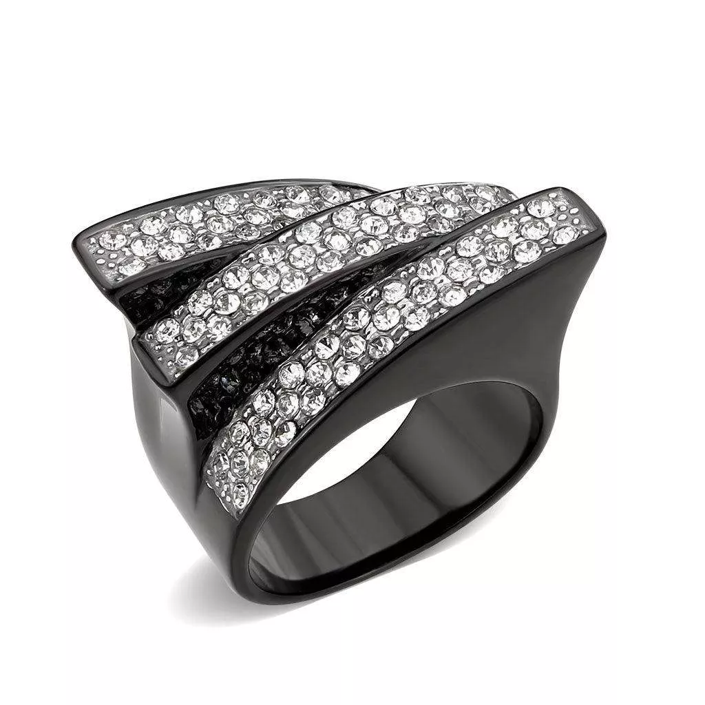 Alamode Two-Tone Gold Stainless Steel Ring with Clear Crystal – TK3814