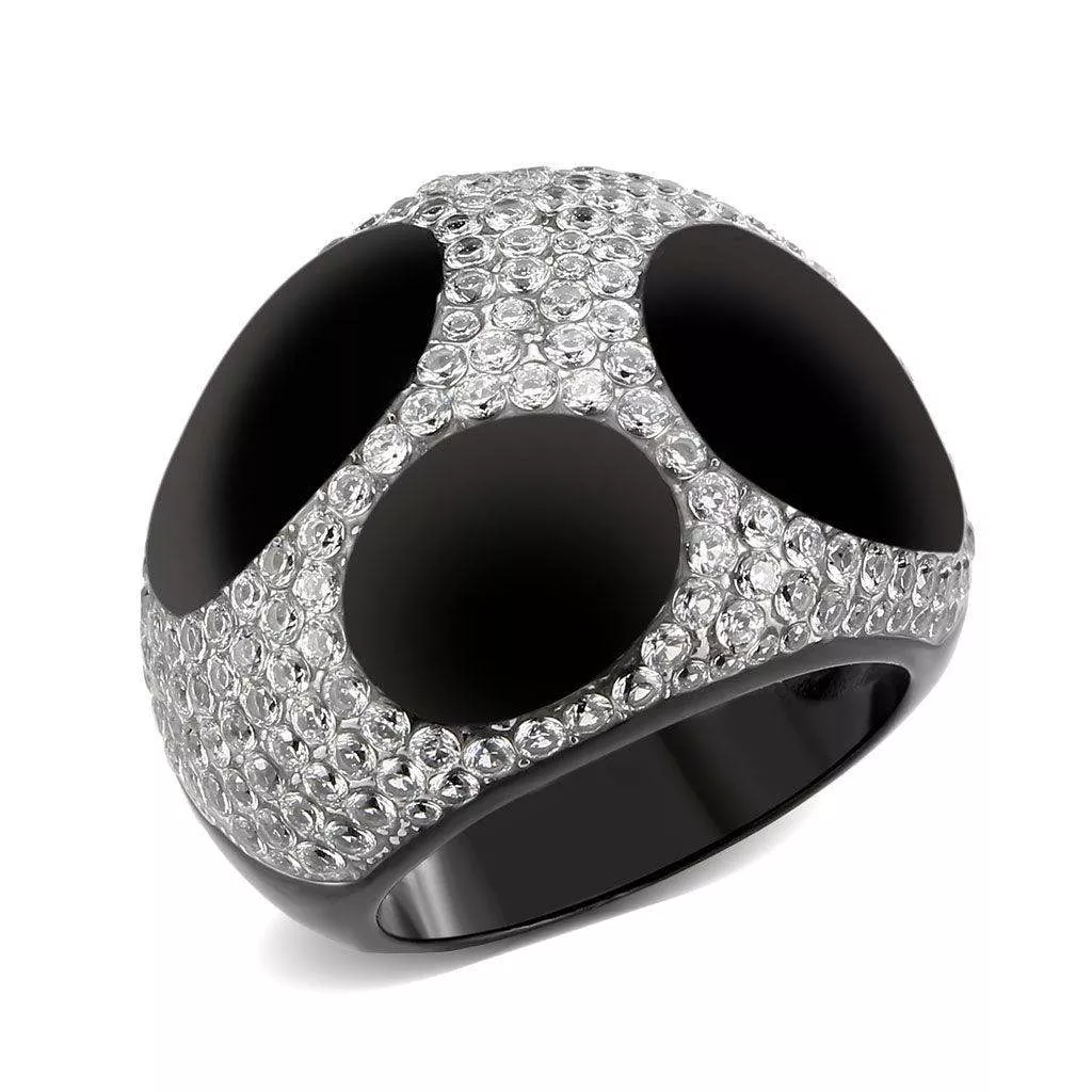 Alamode Two-Tone Gold Stainless Steel Ring with Clear CZ – TK3818