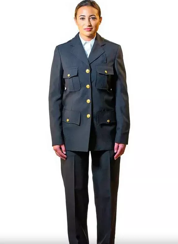 Anchor Uniform Women’s Single Breasted Coat with Top Patch Pockets and Bottom Flaps – Polyester Wool Blend
