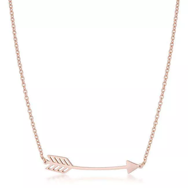 Arianna Rose Gold Stainless Steel Arrow Necklace