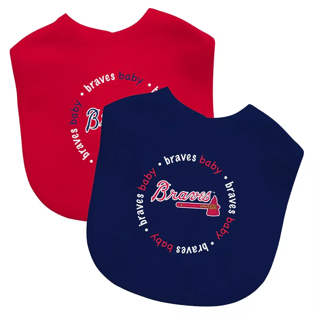 ATLANTA BRAVES BABY BIBS – 2 PACK – BLUE/RED