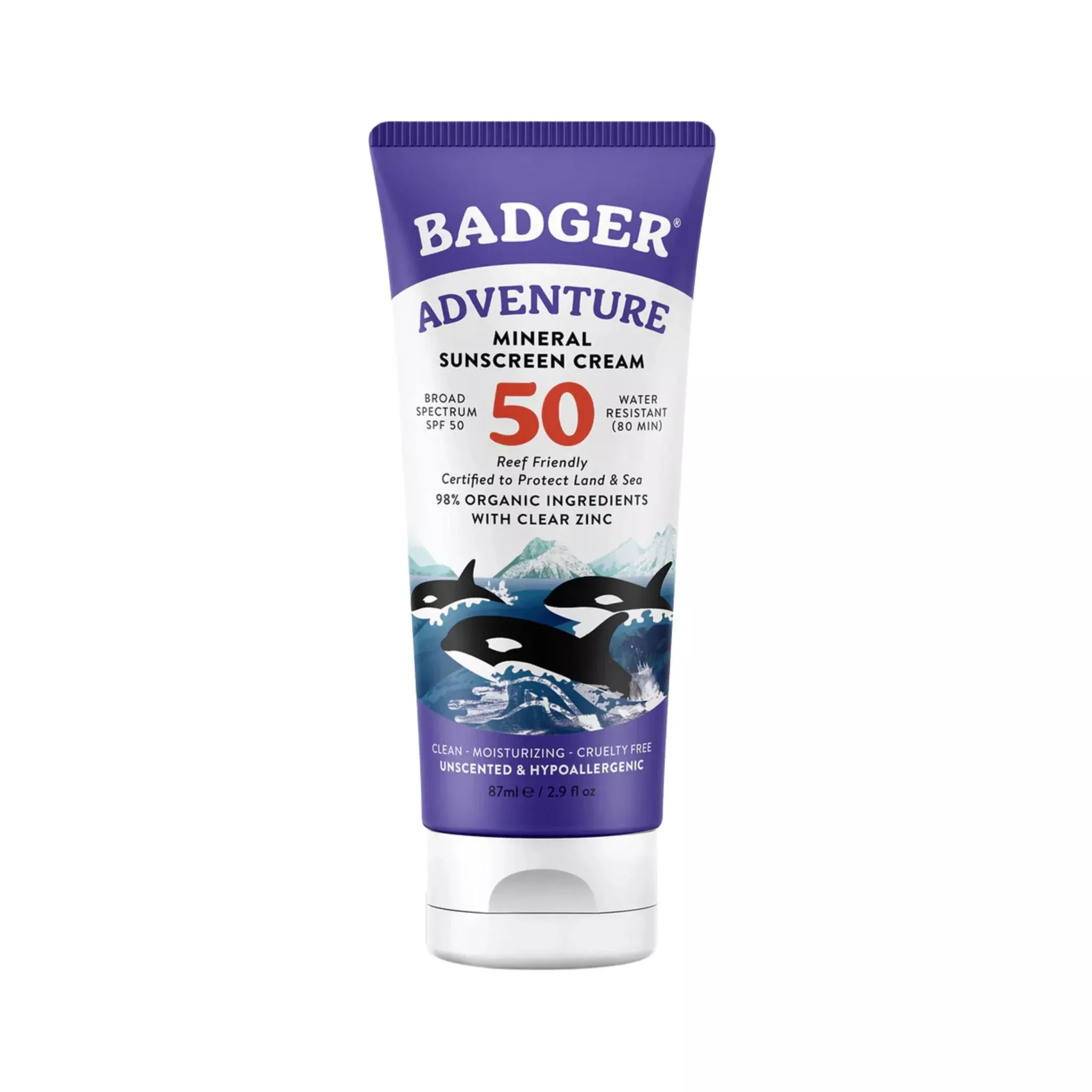 Badger Adventure Sunscreen 2.9oz Cream SPF 50
