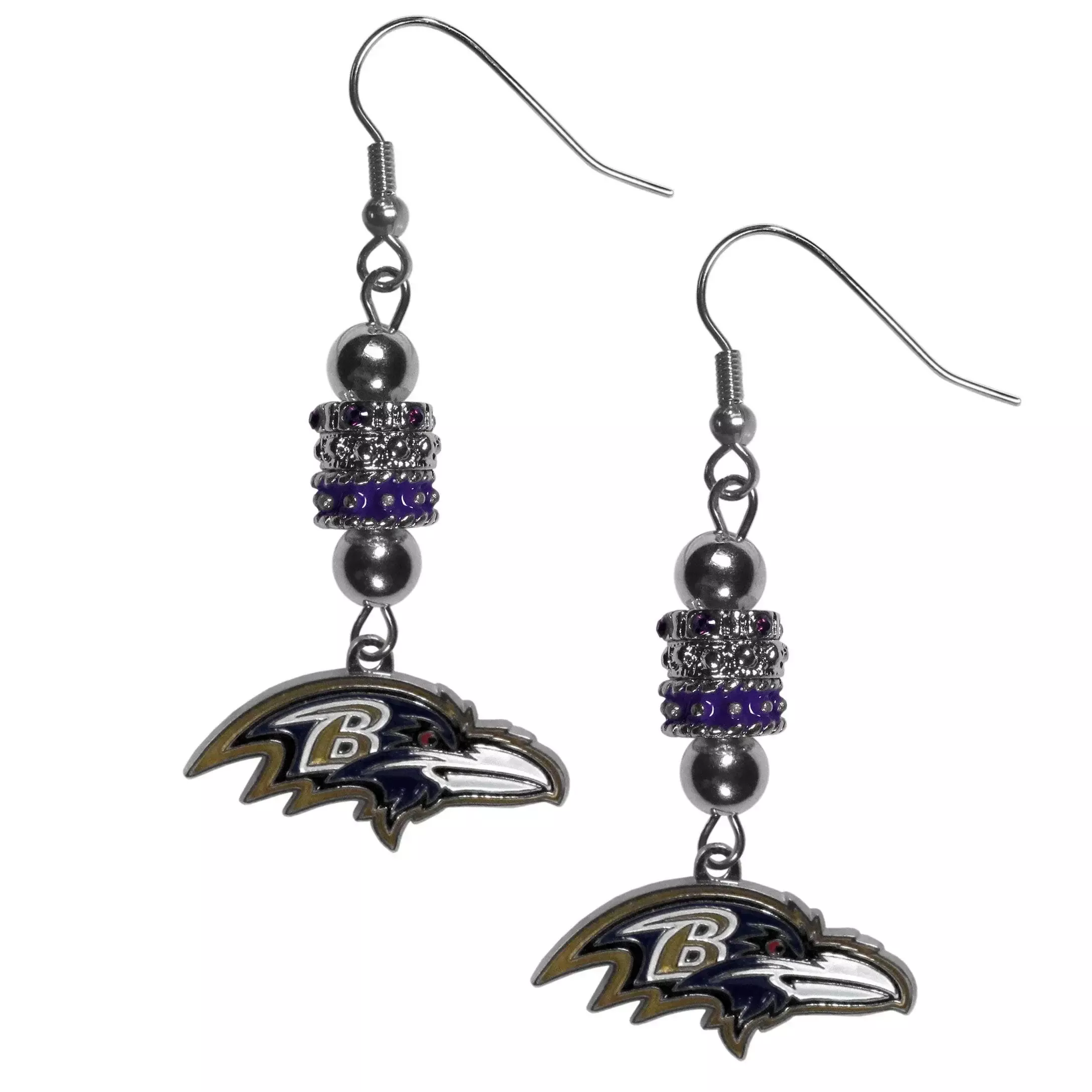 Baltimore Ravens Euro Bead Earrings