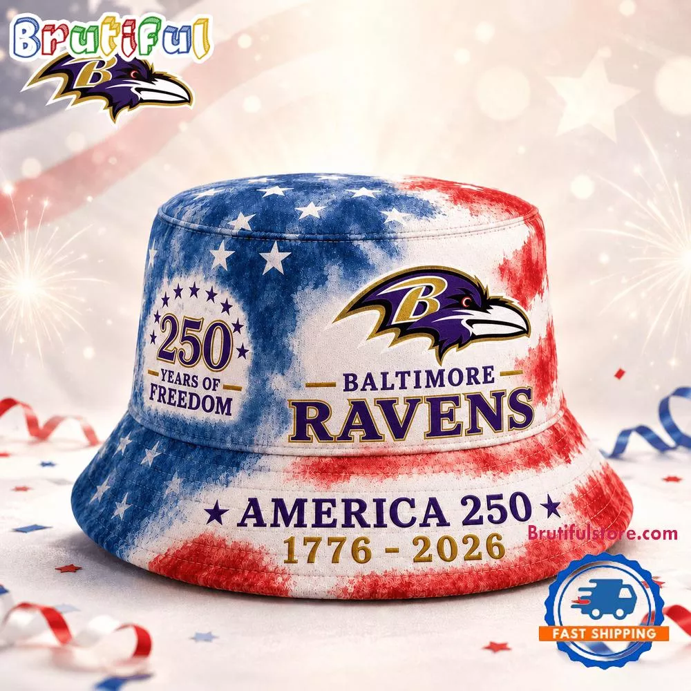 Baltimore Ravens NFL Ameica 250 Years Of Freedom Bucket Hat