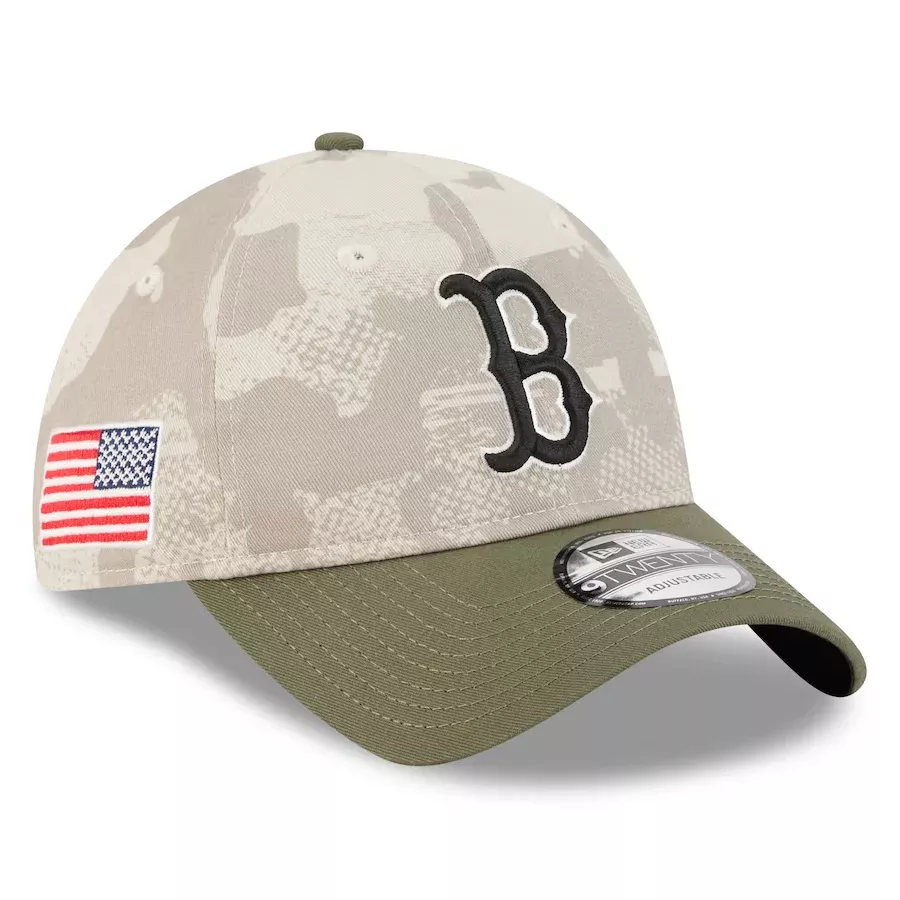 BOSTON RED SOX 2025 MLB ARMED FORCES 9TWENTY ADJUSTABLE HAT - STONE/OLIVE