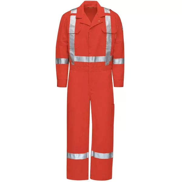Bulwark IQ Series Men’s Mobility Coverall with Reflective Trim – Orange