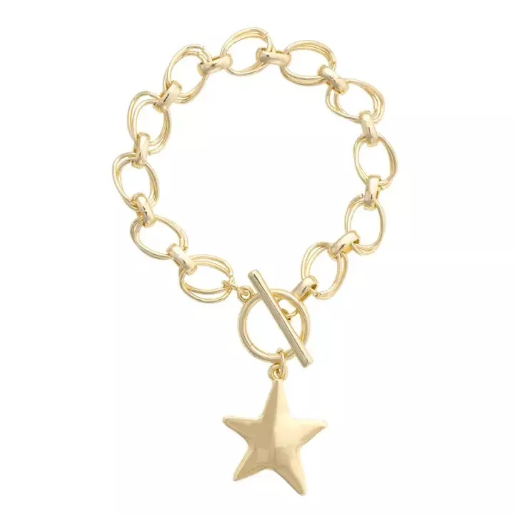 Canvas Elise Hammered Star Toggle Bracelet - Shiny Gold