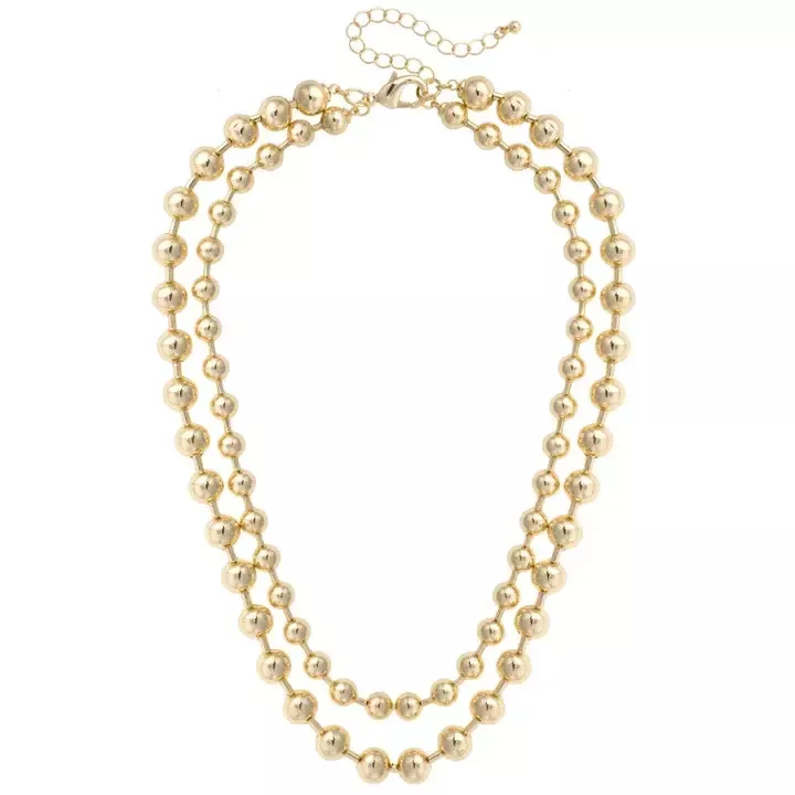 Canvas Macie Layered Ball Bead Necklace - Shiny Gold