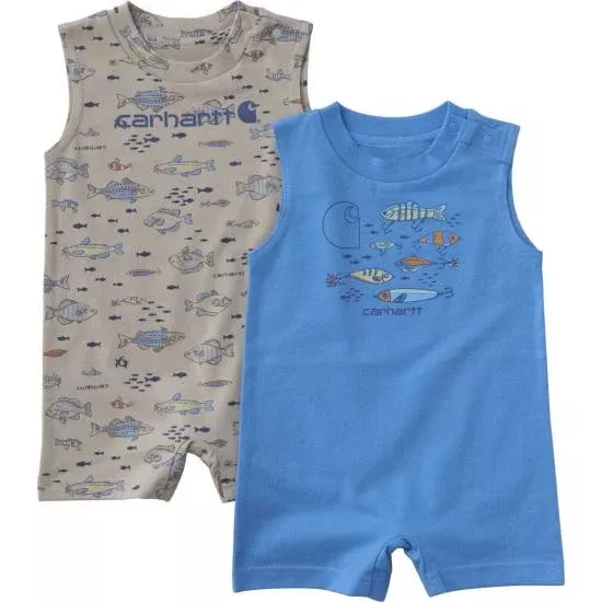 Carhartt Infant Boys 2 Piece Sleeveless Fish Romper Set