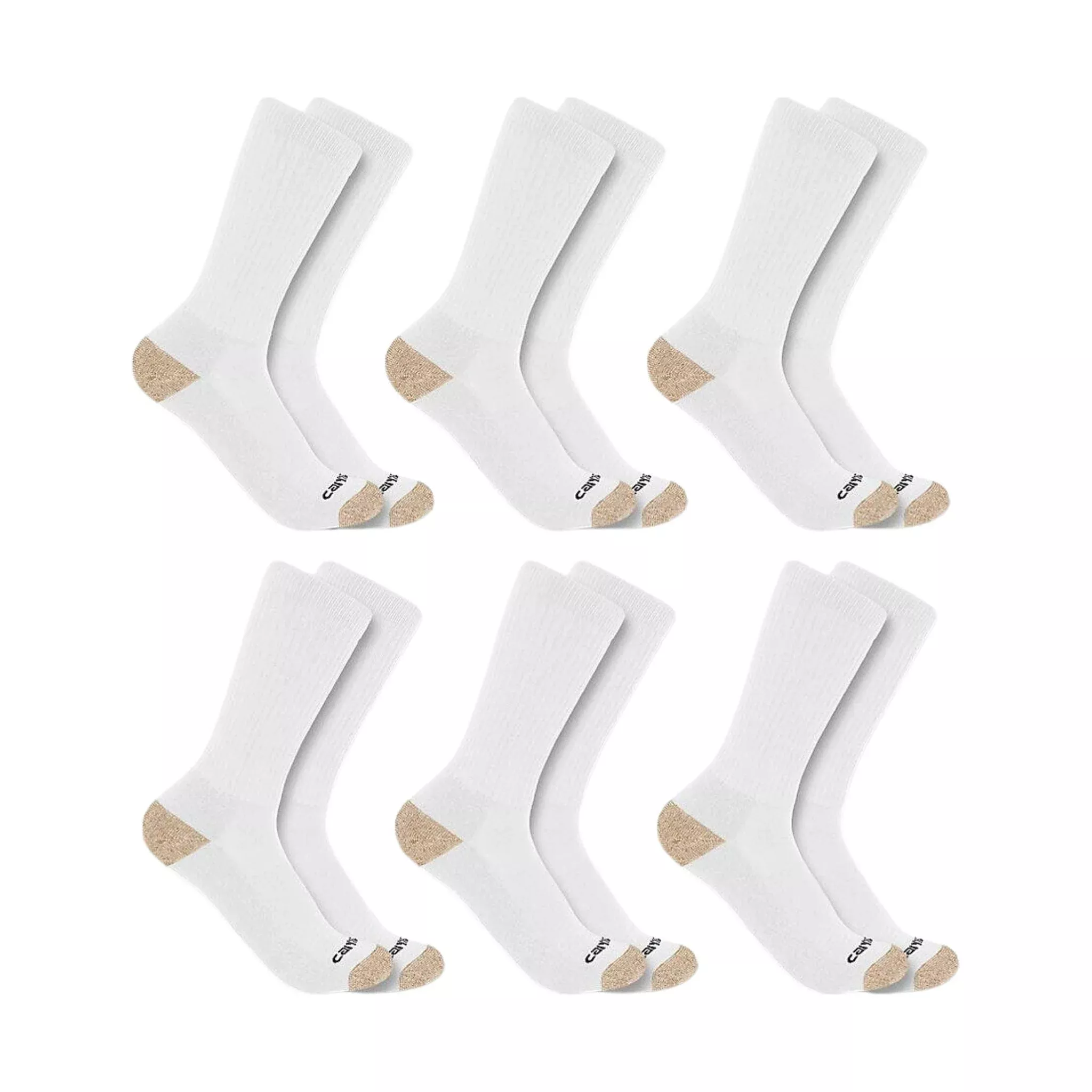 Carhartt Men's Midweight Crew Sock 6 Pack - White