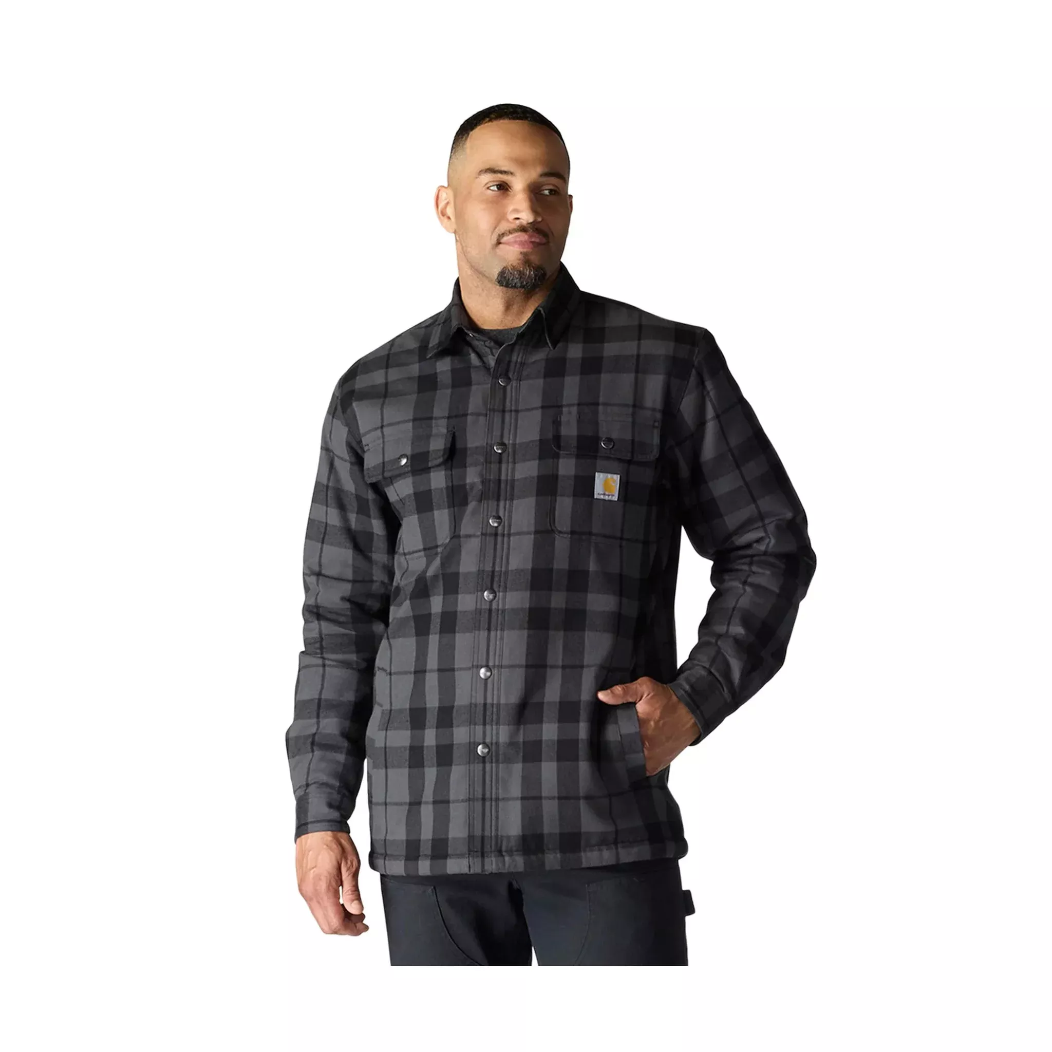 Carhartt Men’s Relaxed Fit Flannel Sherpa Lined Shirt Jac – Shadow
