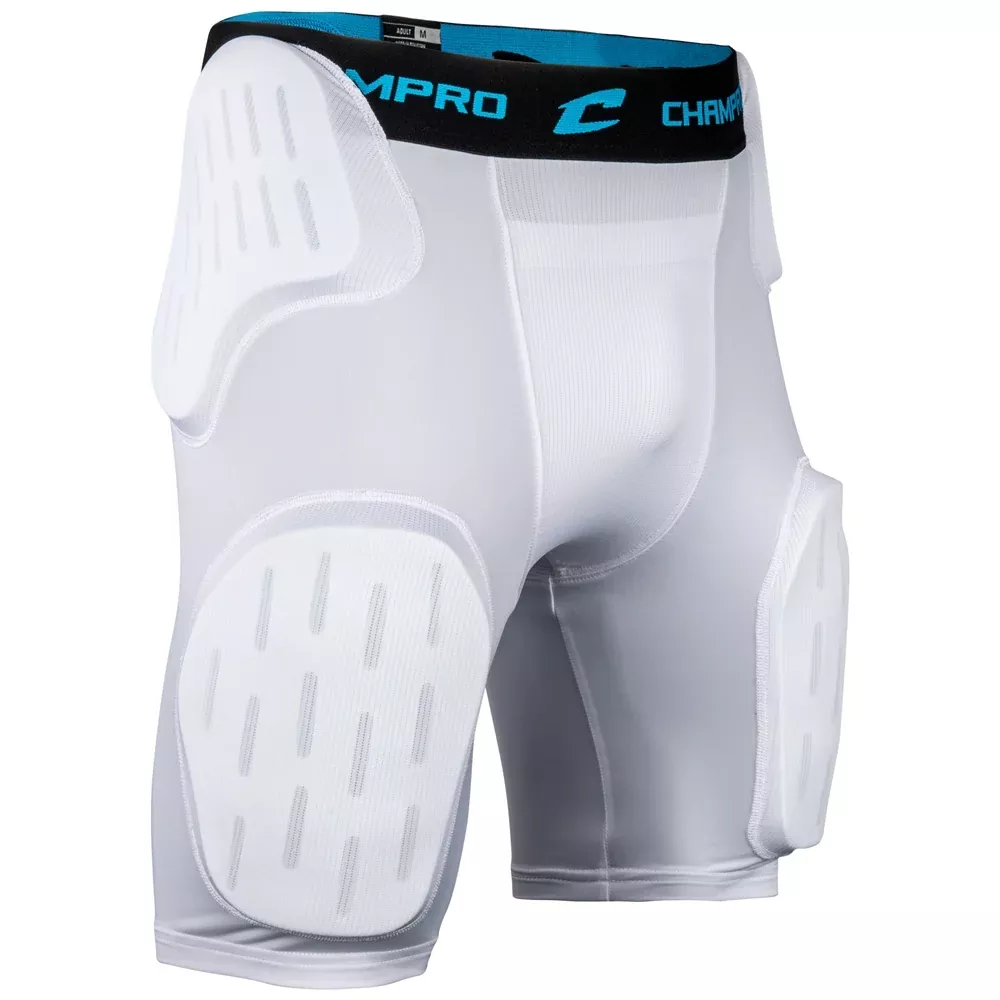CHAMPRO COMPRESSIONFORMATION 5-PAD GIRDLE SHORTS-WHITE