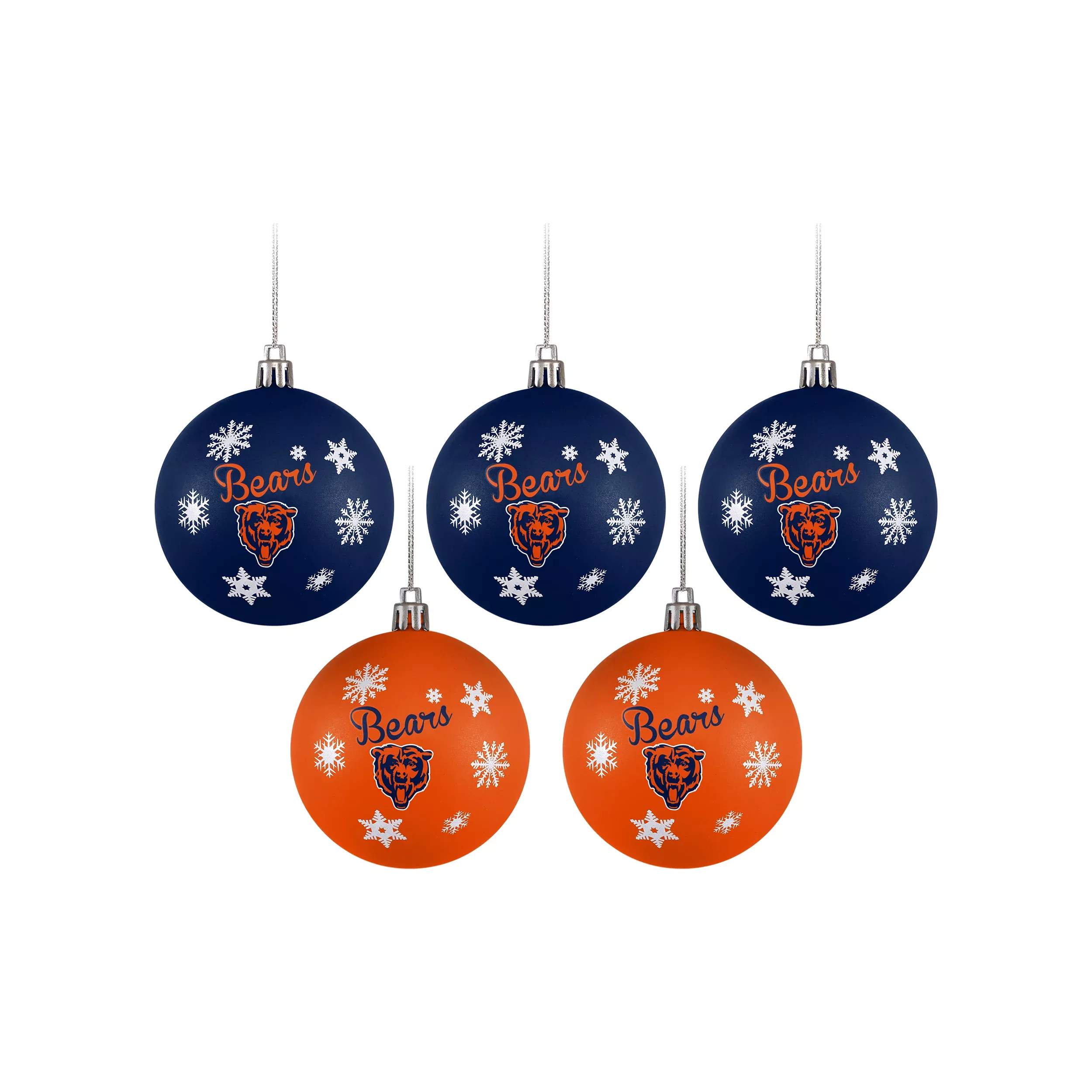 CHICAGO BEARS 5 PACK SHATTERPROOF BALL ORNAMENT SET