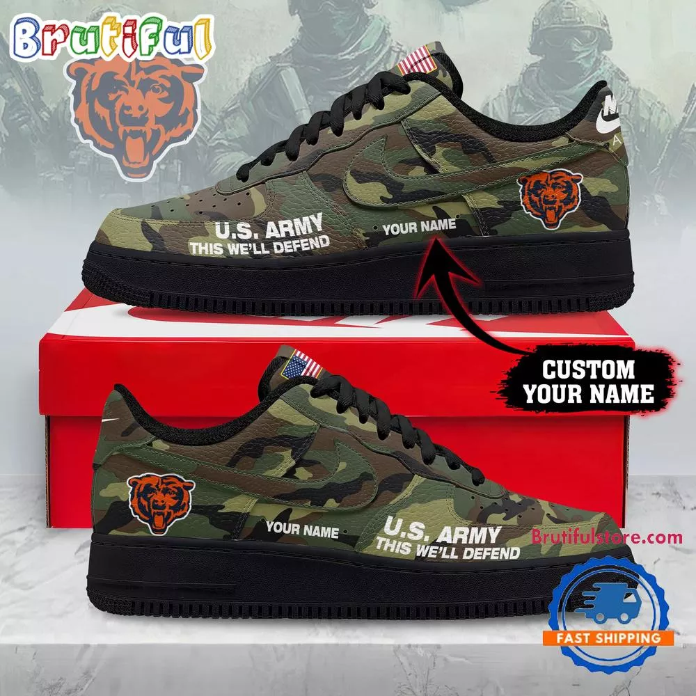 Chicago Bears NFL US Army Custom Air Force 1 Shoes Sneaker
