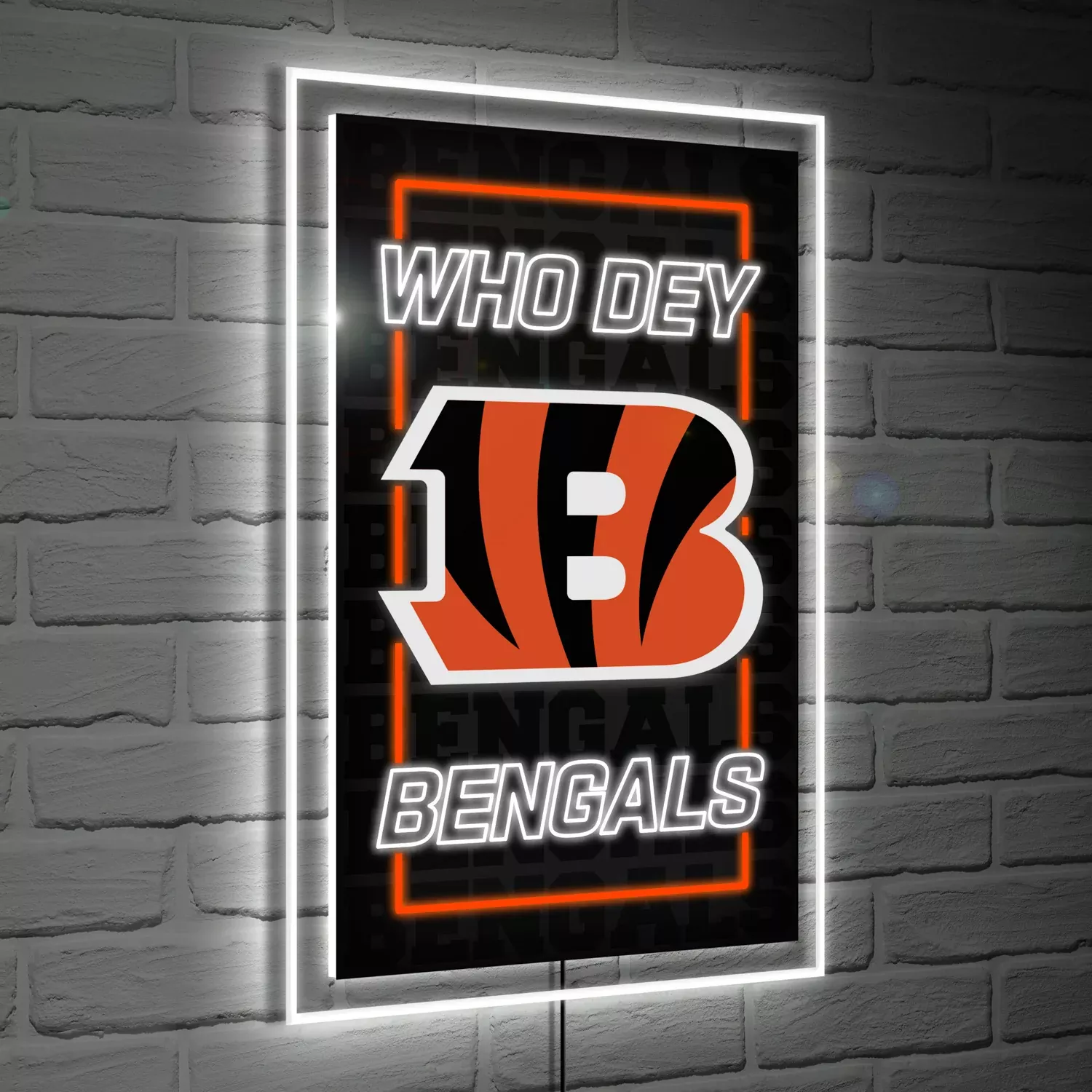 CINCINNATI BENGALS RECTANGLE NEOLITE LED WALL DECOR
