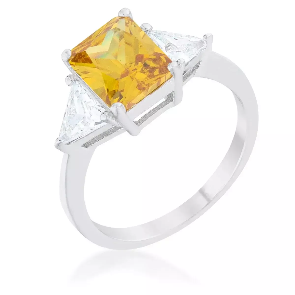 Classic Canary Yellow Rhodium Engagement Ring