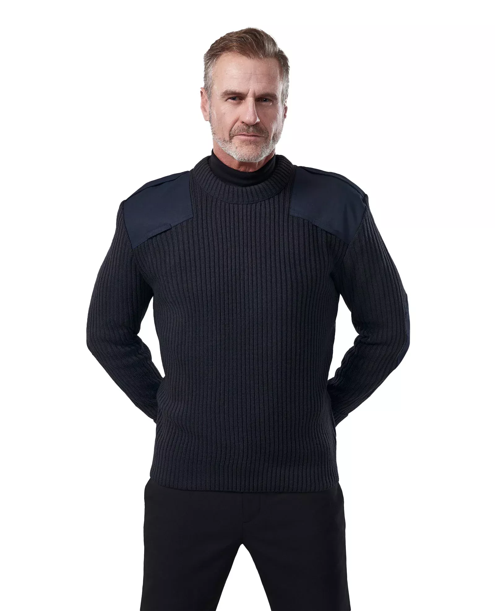 Cobmex Crew Neck Rib “Commando” with VELCRO Brand fastened Epaulets, Shoulder and Elbow Patches