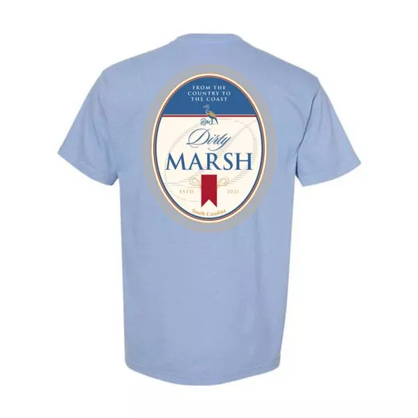 Dirty Marsh Men's Beer Label Tee - Washed Denim