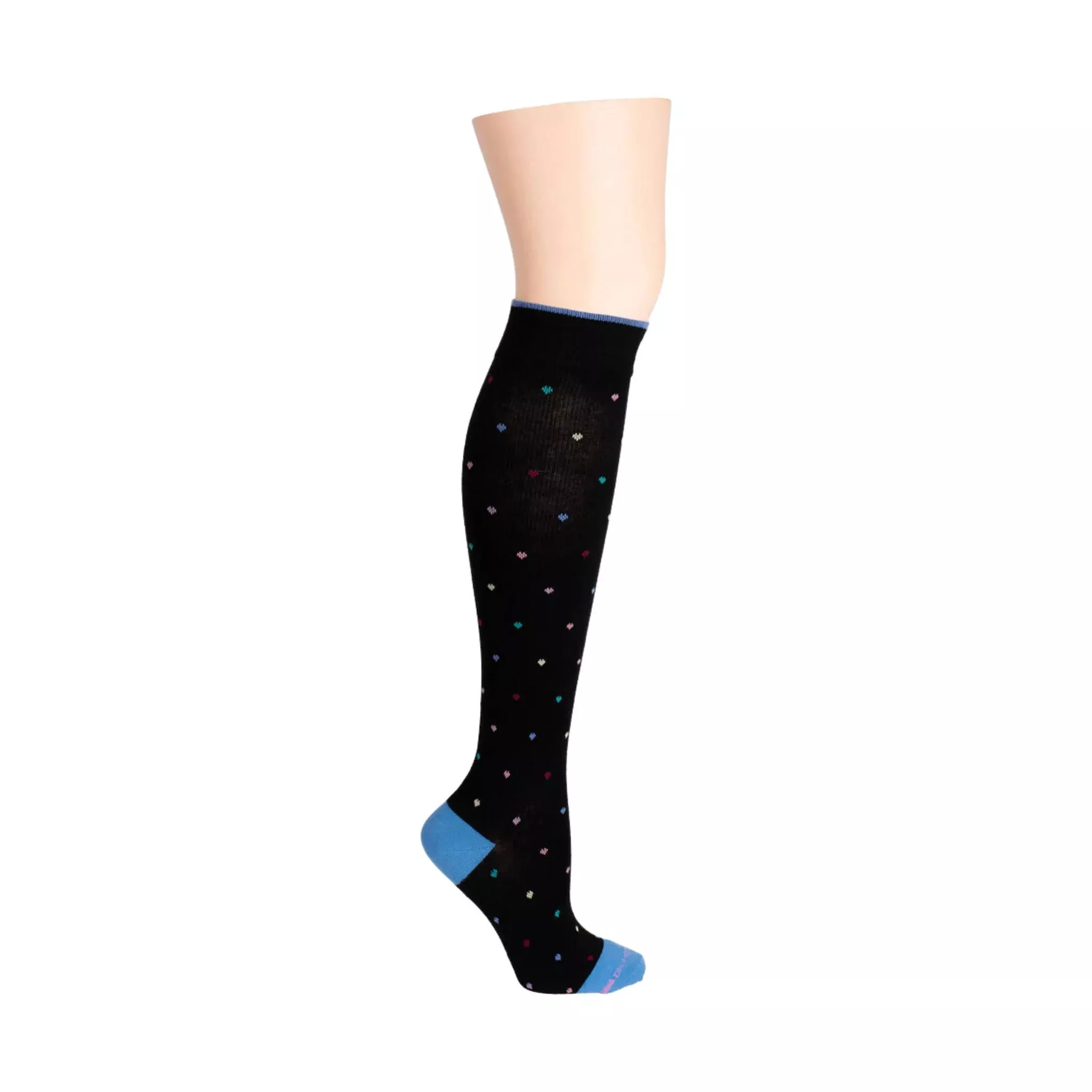 Dr. Motion Women's Mini Hearts Knee High Compression Socks - Black