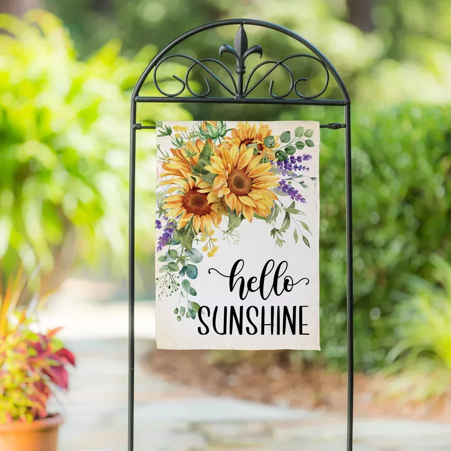 Evergreen Hello Sunshine Sunflower Suede Garden Flag