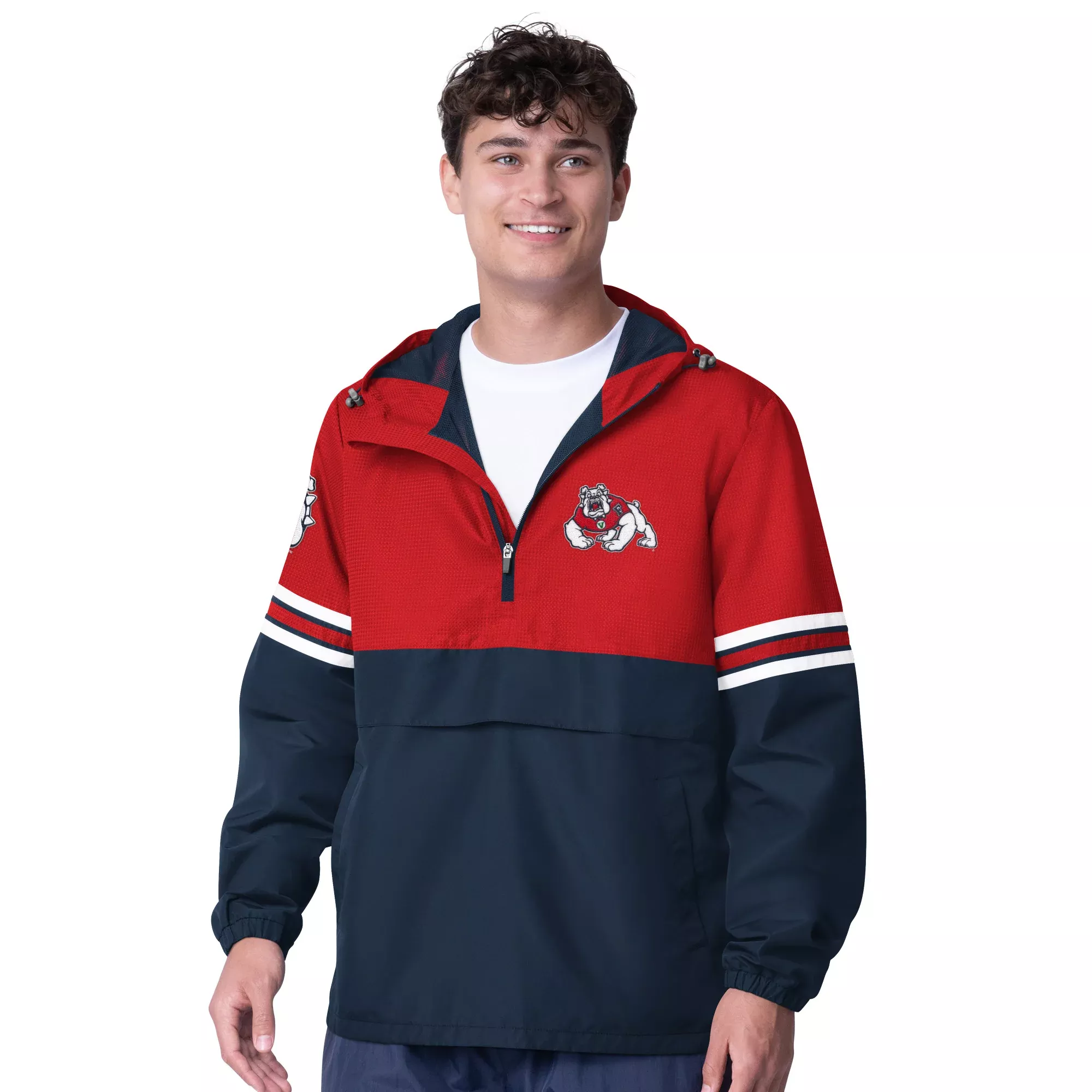 FRESNO STATE BULLDOGS MEN’S BATTER UP HALF ZIP HOODED PULLOVER JACKET