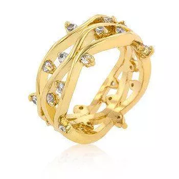 Golden Cubic Zirconia Vines Ring